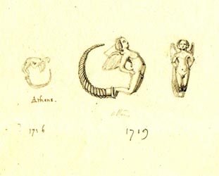1719 2 views of jewellery winged person with hands on hips
